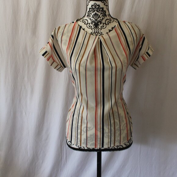 Monteau Blouse Striped Tie Back Classic Size Small Pre-Loved Good Condition - Picture 2 of 14